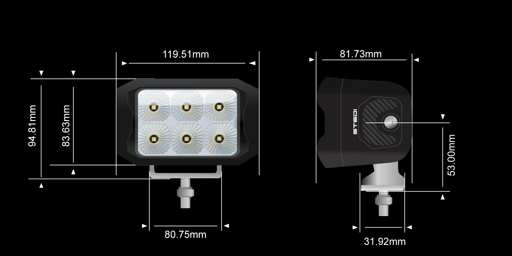 STEDI G6 Black Flood Work Light